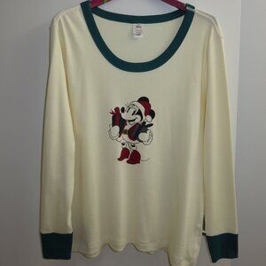 Disney Mickey Mouse Christmas Pajama Top XXL | Holiday Sleepwear Shirt